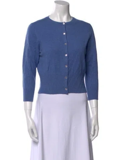 Pre-owned Pure Collection Cashmere Crew Neck Sweater In Blue