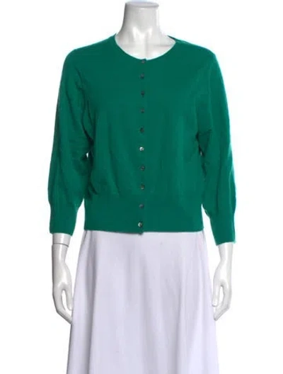 Pre-owned Pure Collection Cashmere Crew Neck Sweater In Green