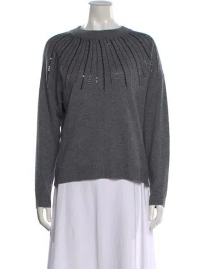 Pre-owned Pure Collection Cashmere Graphic Print Sweater In Gray