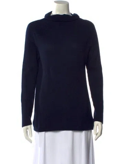 Pre-owned Pure Collection Cashmere Mock Neck Sweater In Blue