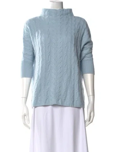 Pre-owned Pure Collection Cashmere Mock Neck Sweater In Blue