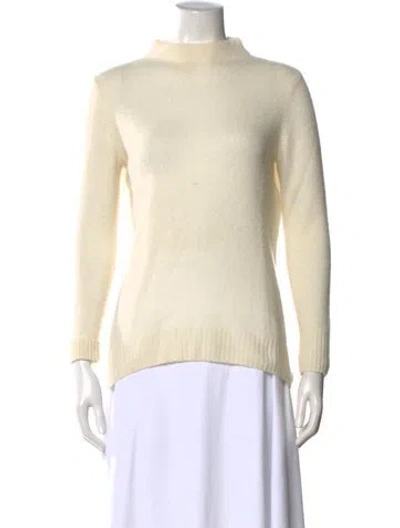 Pre-owned Pure Collection Cashmere Mock Neck Sweater In Neutral