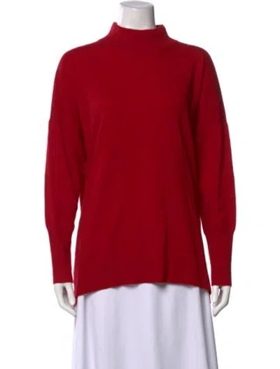 Pre-owned Pure Collection Cashmere Mock Neck Sweater In Red