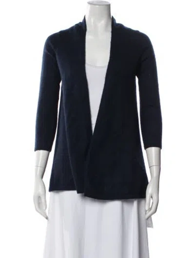 Pre-owned Pure Collection Cashmere Open Front Sweater In Blue