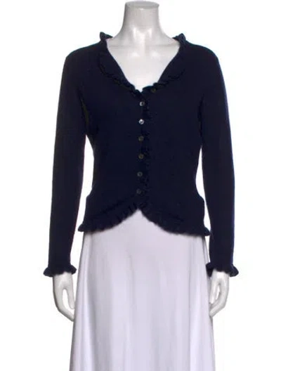 Pre-owned Pure Collection Cashmere Open Front Sweater In Blue
