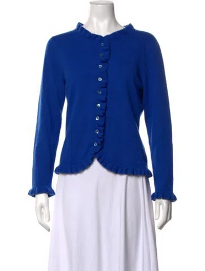 Pre-owned Pure Collection Cashmere Open Front Sweater In Blue