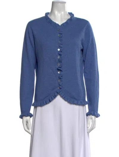 Pre-owned Pure Collection Cashmere Open Front Sweater In Blue