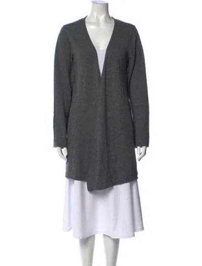 Pre-owned Pure Collection Cashmere Open Front Sweater In Gray