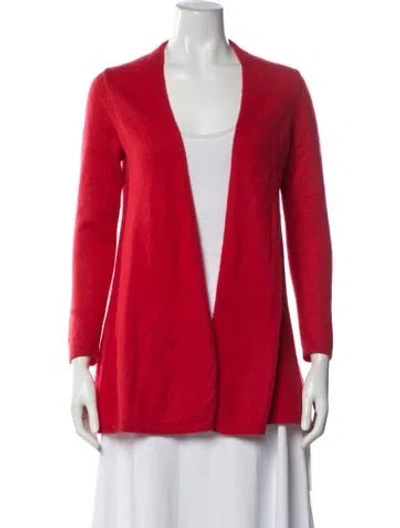 Pre-owned Pure Collection Cashmere Open Front Sweater In Red