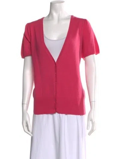 Pre-owned Pure Collection Cashmere Plunge Neckline Sweater In Pink