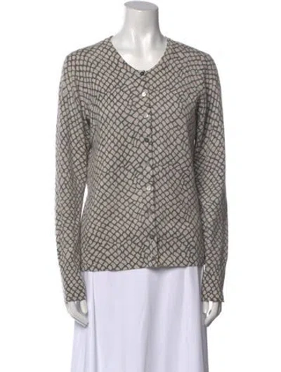 Pre-owned Pure Collection Cashmere Printed Sweater In Gray