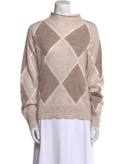 Pre-owned Pure Collection Cashmere Printed Sweater W/ Tags In Neutral
