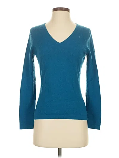 Pre-owned Pure Collection Cashmere Pullover Sweater In Blue