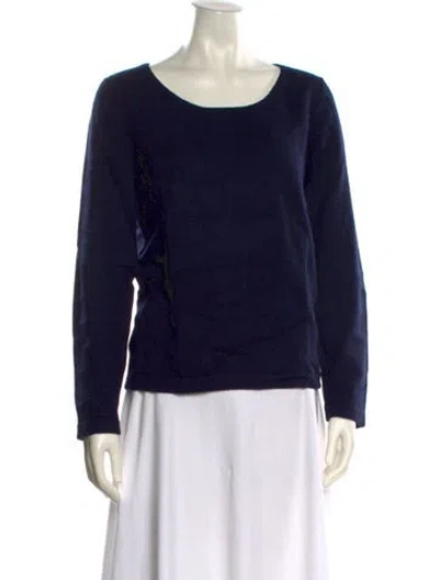 Pre-owned Pure Collection Cashmere Scoop Neck Sweater In Blue