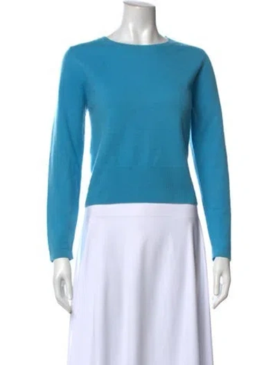 Pre-owned Pure Collection Cashmere Scoop Neck Sweater In Blue