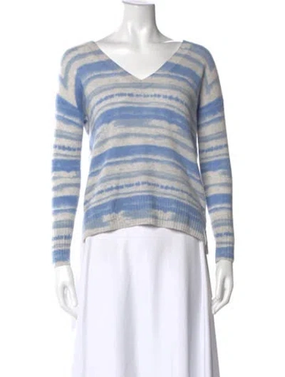 Pre-owned Pure Collection Cashmere Striped Sweater In Blue