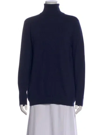 Pre-owned Pure Collection Cashmere Turtleneck Sweater In Blue
