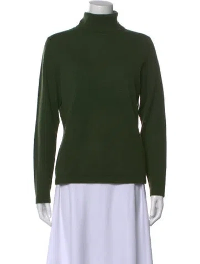 Pre-owned Pure Collection Cashmere Turtleneck Sweater In Green