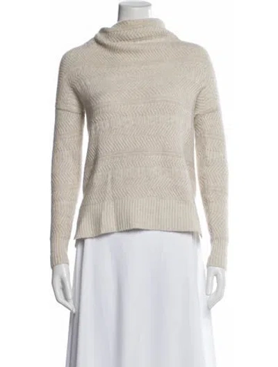 Pre-owned Pure Collection Cashmere Turtleneck Sweater In White