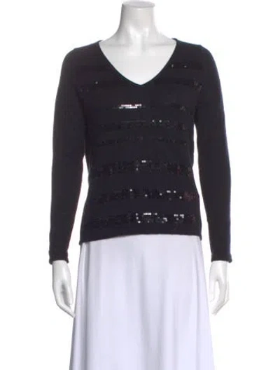 Pre-owned Pure Collection Cashmere V-neck Sweater In Black