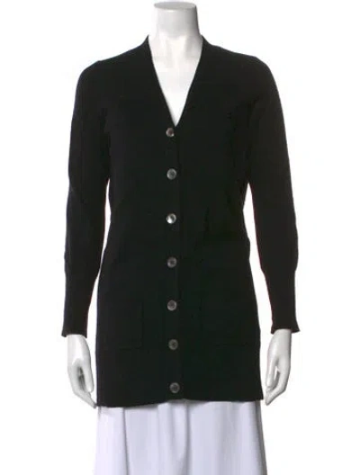 Pre-owned Pure Collection Cashmere V-neck Sweater In Black