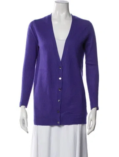Pre-owned Pure Collection Cashmere V-neck Sweater In Blue