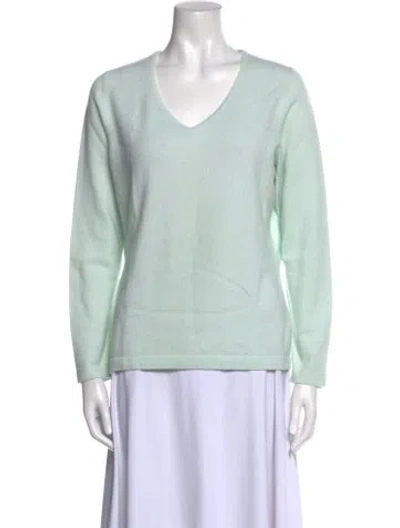 Pre-owned Pure Collection Cashmere V-neck Sweater In Green