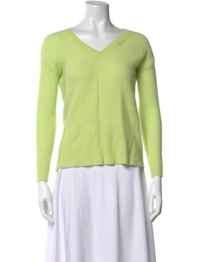 Pre-owned Pure Collection Cashmere V-neck Sweater In Green