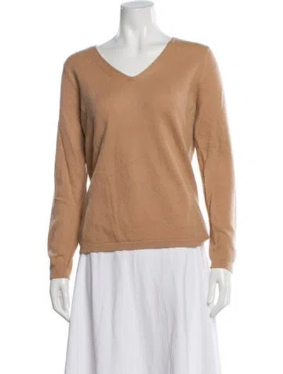 Pre-owned Pure Collection Cashmere V-neck Sweater In Neutral