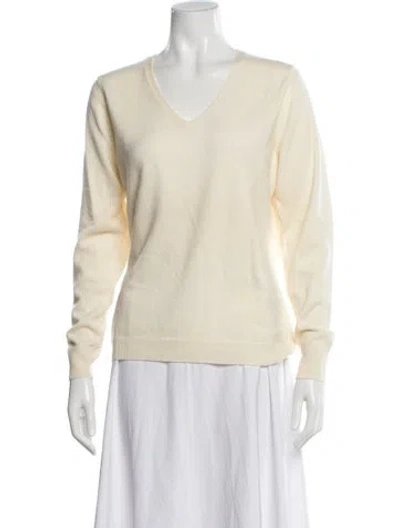 Pre-owned Pure Collection Cashmere V-neck Sweater In Neutral