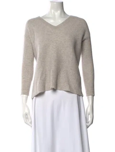 Pre-owned Pure Collection Cashmere V-neck Sweater In Neutral