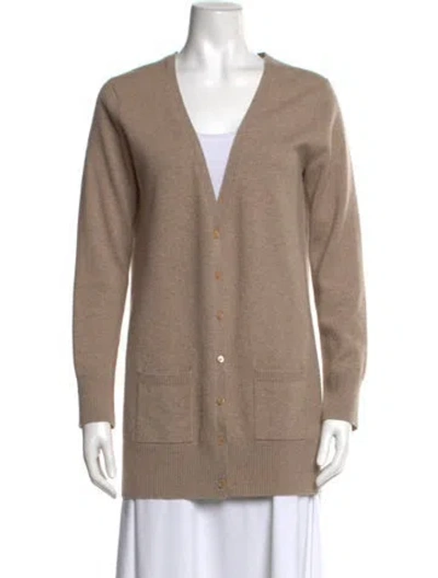 Pre-owned Pure Collection Cashmere V-neck Sweater In Neutral