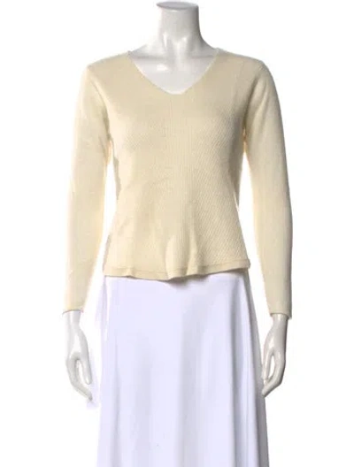 Pre-owned Pure Collection Cashmere V-neck Sweater In Neutral