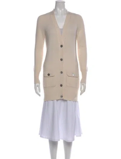 Pre-owned Pure Collection Cashmere V-neck Sweater In Neutral