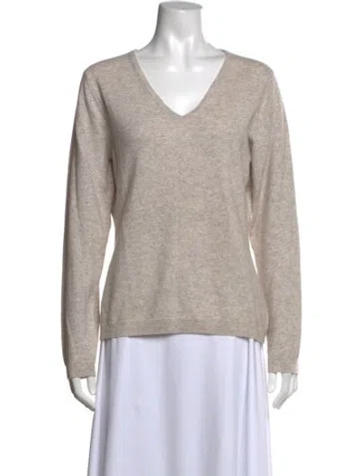 Pre-owned Pure Collection Cashmere V-neck Sweater In Neutral