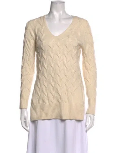 Pre-owned Pure Collection Cashmere V-neck Sweater In Neutrals