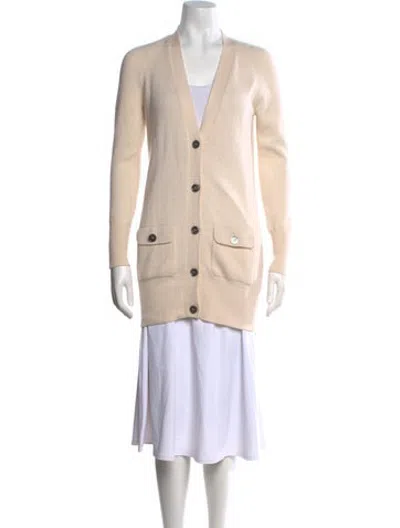 Pre-owned Pure Collection Cashmere V-neck Sweater In Neutrals