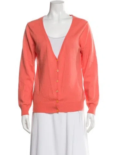 Pre-owned Pure Collection Cashmere V-neck Sweater In Orange