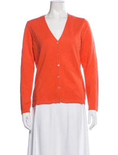 Pre-owned Pure Collection Cashmere V-neck Sweater In Orange