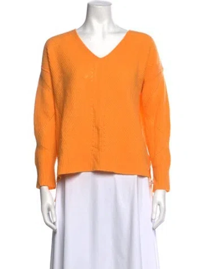 Pre-owned Pure Collection Cashmere V-neck Sweater In Orange