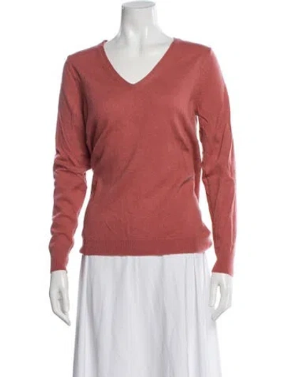 Pre-owned Pure Collection Cashmere V-neck Sweater In Pink