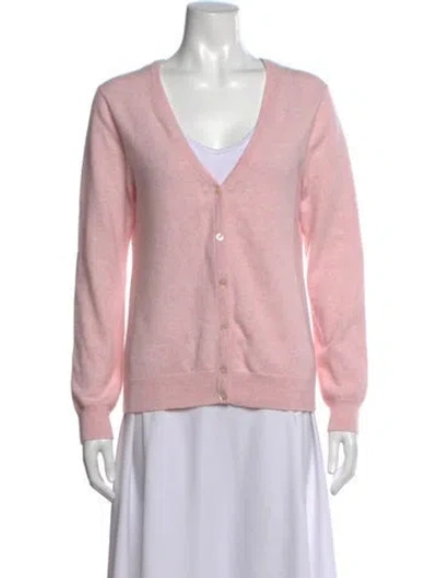 Pre-owned Pure Collection Cashmere V-neck Sweater In Pink