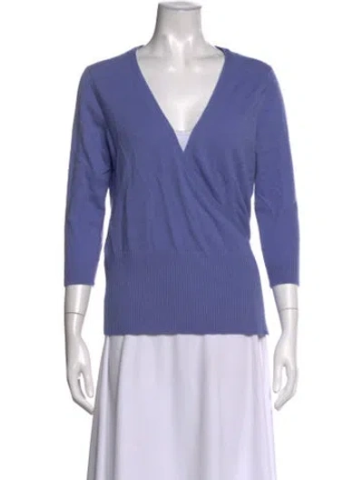 Pre-owned Pure Collection Cashmere V-neck Sweater In Purple