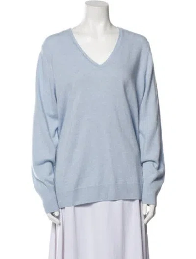 Pre-owned Pure Collection Cashmere V-neck Sweater W/ Tags In Blue