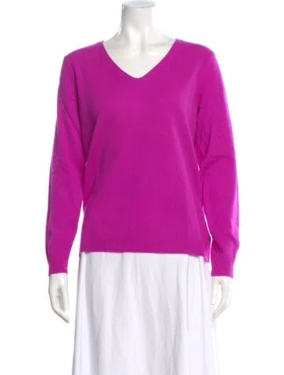 Pre-owned Pure Collection Cashmere V-neck Sweater W/ Tags In Purple