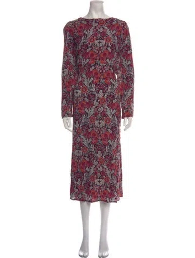 Pre-owned Pure Collection Floral Print Long Dress W/ Tags In Purple