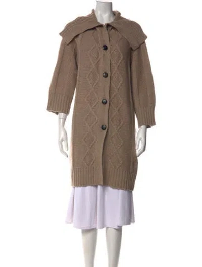 Pre-owned Pure Collection Lambswool Open Front Sweater In Neutral