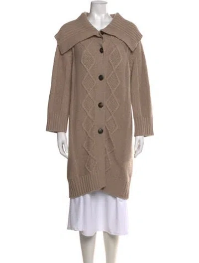 Pre-owned Pure Collection Lambswool Open Front Sweater In Neutral