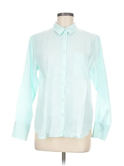 Pre-owned Pure Collection Long Sleeve Button Down Shirt In Blue