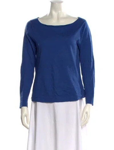 Pre-owned Pure Collection Scoop Neck Sweater In Blue